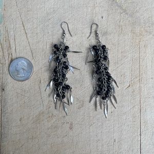 Dangly Silver and Black Earrings